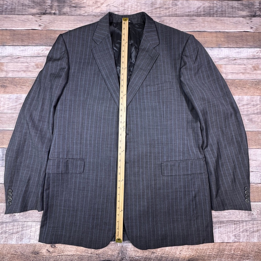 Chiavari Mens Suit Jacket Fintes Super 100s Wool‎ Gray Pinstripe Blazer Size 48L - Picture 7 of 8